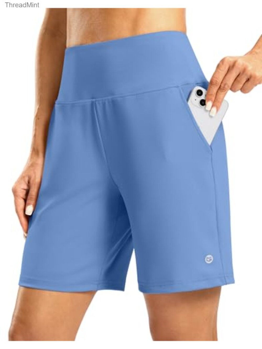 High Waisted Athletic Bermuda Shorts with Pockets 7" Running Yoga Gym